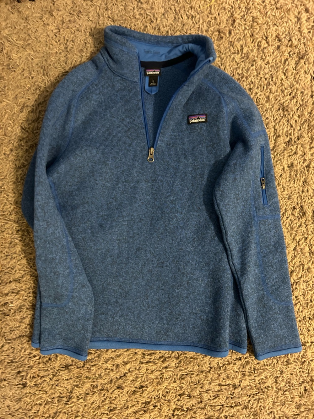 Patagonia Heathered Blue Half-Zip Fleece with Logo